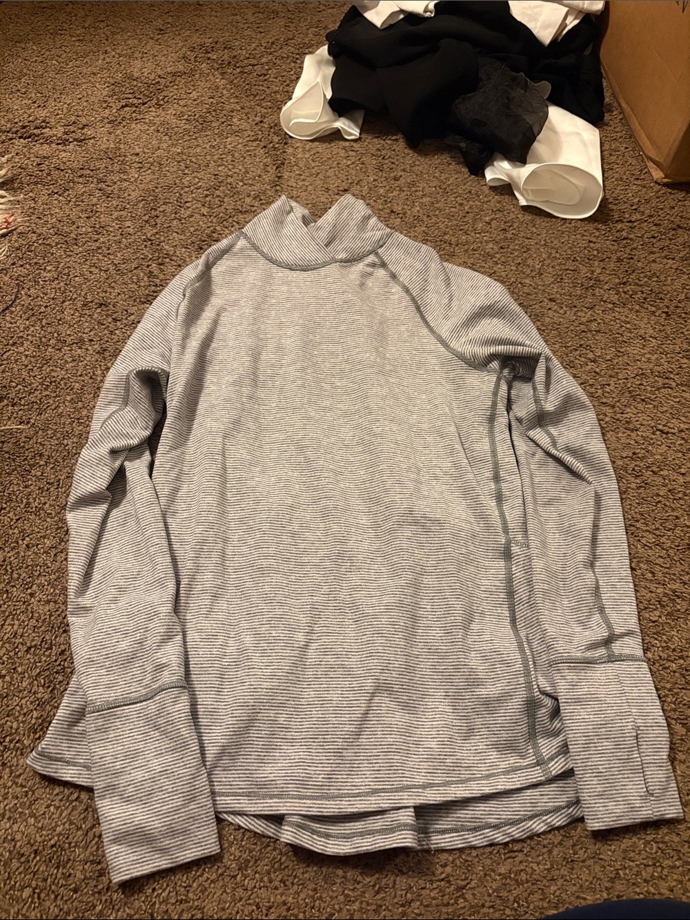 lululemon athletica Light Gray Striped Turtleneck Sweater